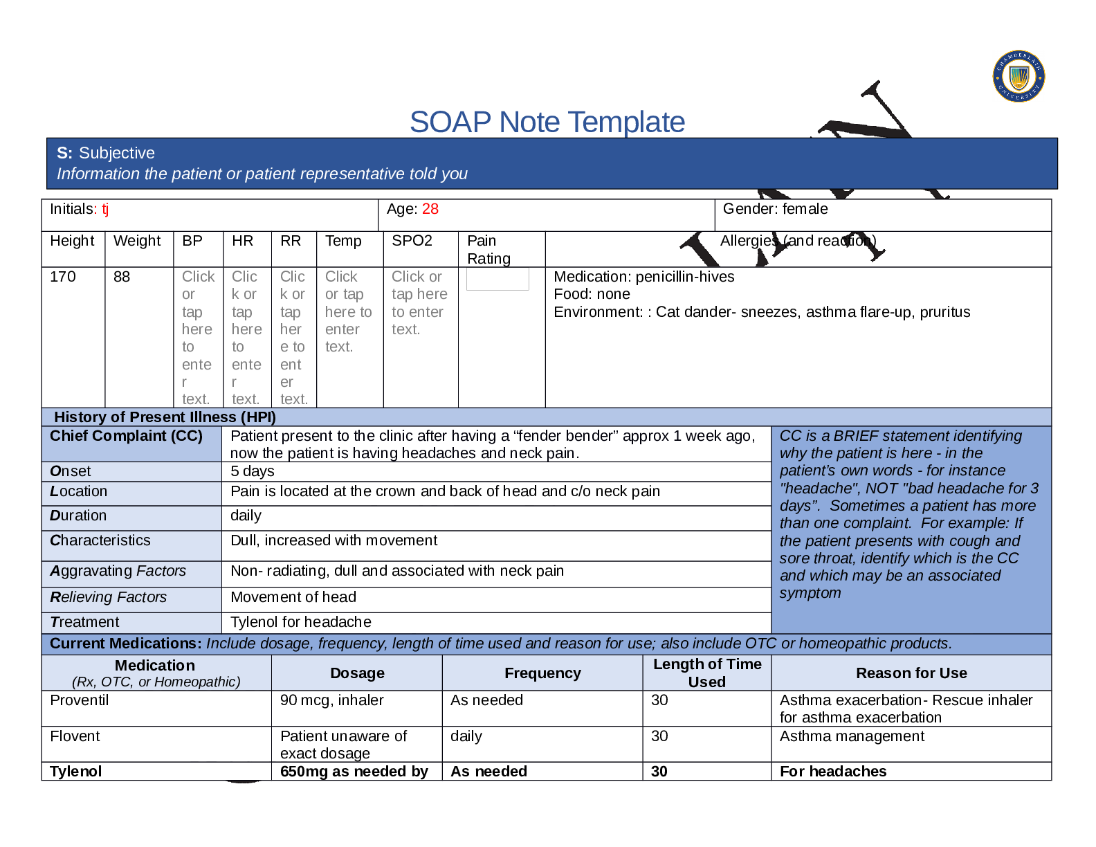 Preview of NR 509 SOAP Note Template Tina Jones Week 3